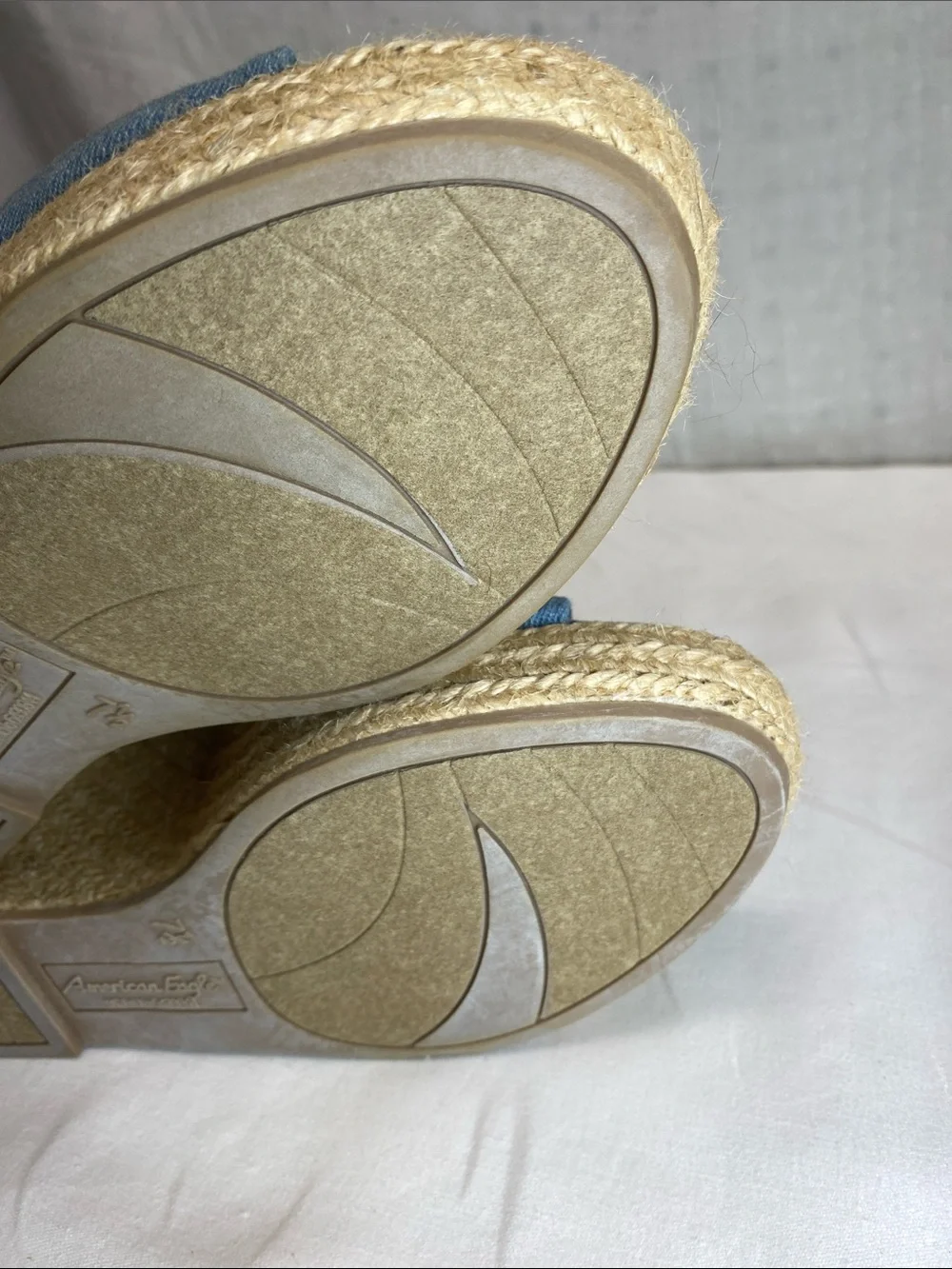 American Eagle Outfitters Denim Blue Espadrille Wedge Sandals Size 7.5